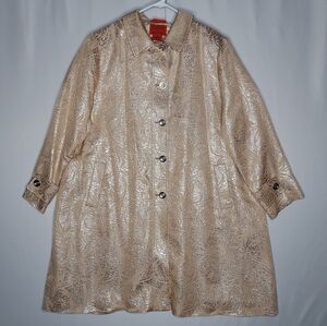 Illusion Metallic Paisley Damask Button Jacket Women 2X Romantic Whimsigoth Glam